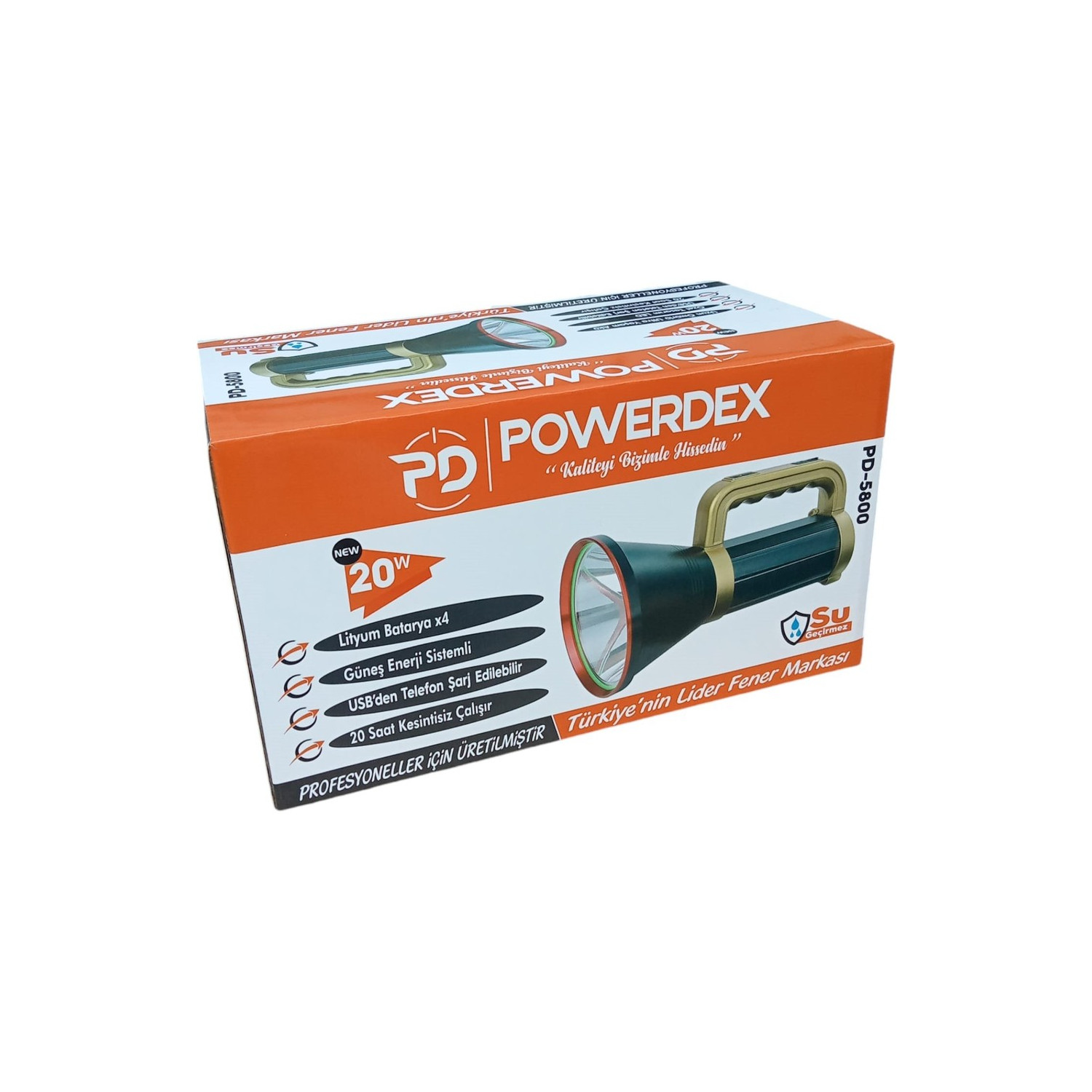 Powerdex%20PD-5800%2020W%20Şarjlı%20Güneş%20Enerjili%20Spot%20Fener