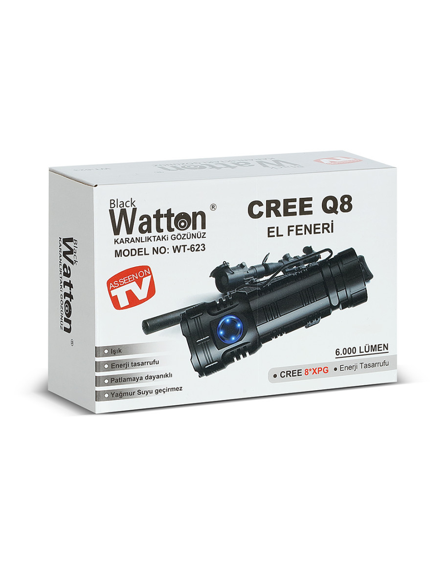 WATTON%20WT-623%20CREE%20Q8-%20XPG%208+1%20Led%20Şarjlı%20El%20Feneri