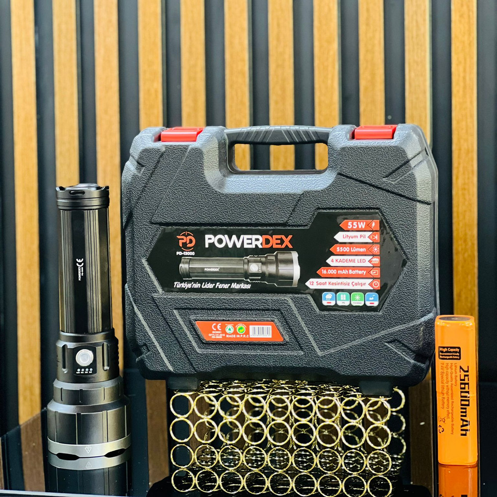 Powerdex%20PD-13000%2055%20Watt%205500%20Lümen%20Profesyonel%20Büyük%20Şarjlı%20El%20Feneri