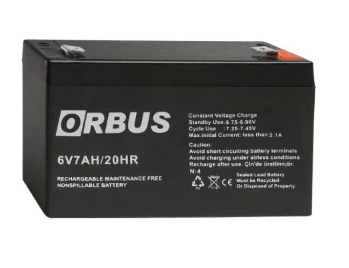 ORBUS 6V 7AH Kuru Bakımsız Akü