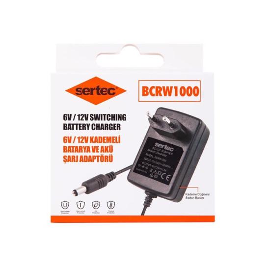 Sertec BCRW1000 6V/12V 1A Batarya Akü Şarj Adaptör